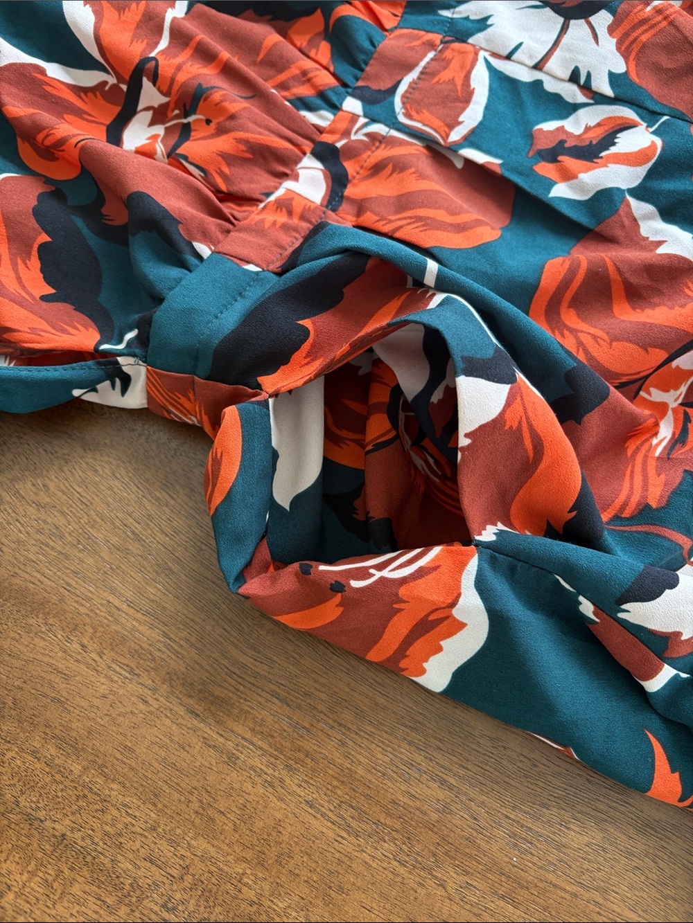 Floral Wide-Leg Jumpsuit in Teal & Rust - Picture 7 of 7